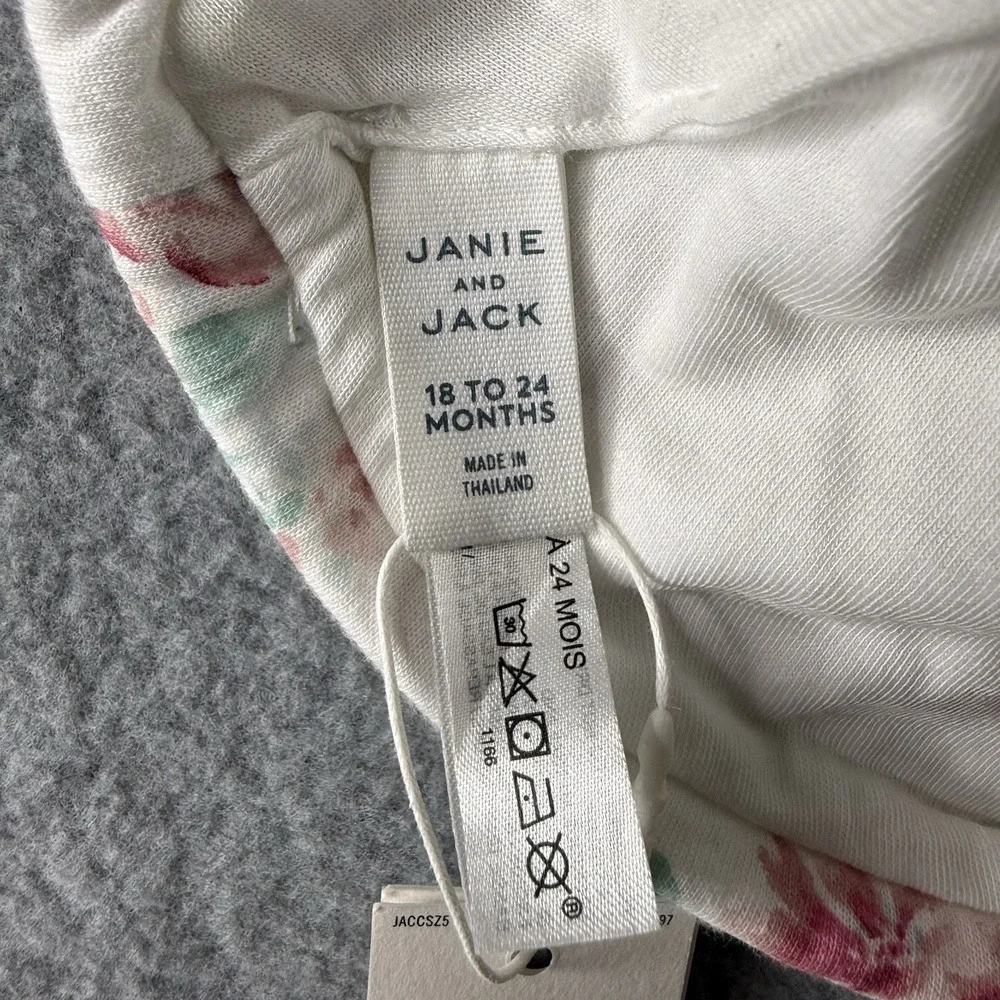 New Janie And Jack White Pink‎ Floral Top Knot Baby Hat 18-24 Months